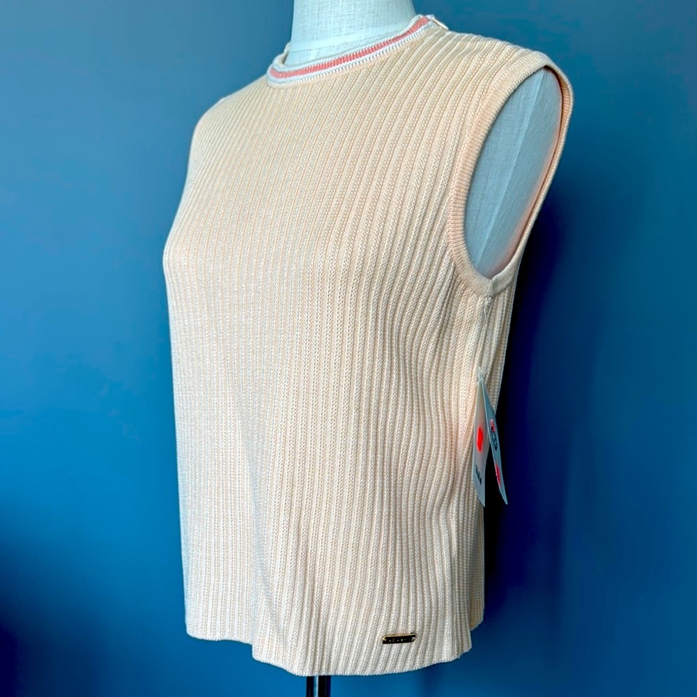 St. John Orange Cream Ribbed Sport Top